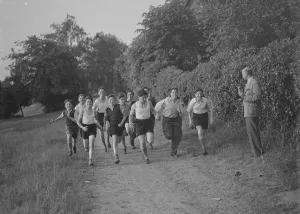 Youth Prints: Jewish refugees running in the fields of Chislehurst, Kent. 1939