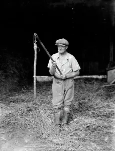 Jimmy Burrows and flail. 1935