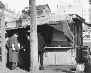 Cheers! Vintage Food And Drink Prints: John Barclay, the owner of this tea stall, is giving it away for free to anyone who