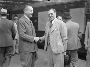 John Cobb Seen Off By Eyston When He Leaves For Attempt on Records. For British