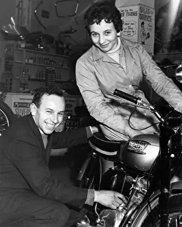 1950s Collection: John and Dorothy Surtees in their family motorcycle shop 1950s