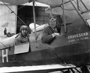 Plane Prints: John Topham in a bi-plane Gravesend School of Flying 1935 A John Topham / TopFoto