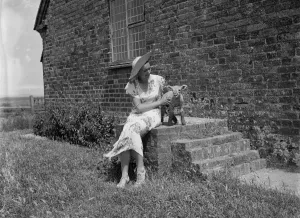 Pretty Prints: Joss Stone and a lamb, Isle of Oxney. 1935