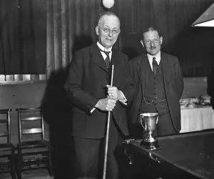 Adult Prints: Judge Owen Thompson, K C ( left ) and Mr J E T Stanbra, in the billiards tournament
