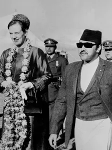 Princess Prints: Kathmandu, Nepal - Danish Crown Princess Margrethe leaving Gauchar Airport accompanied