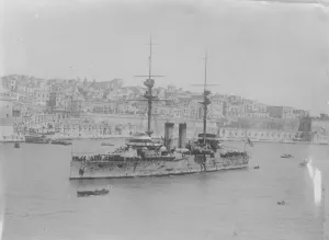 Ship Prints: The Katori with the Crown Prince on board in the grand harbour in Malta May 1921