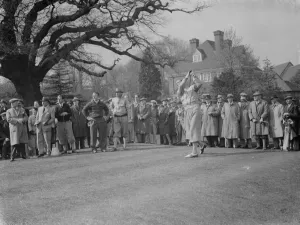Kent Amateurs versus Professionals golf game. Alfred Padgham playing a drive