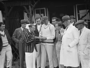 Kent Chislehurst cricketers. Frank Woolley and L R Sanderson. 1938