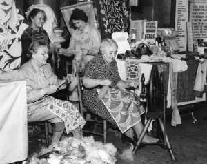 Craft Prints: Kent Federation of Womens Institutes giving a demonstration of wool spinning 1948