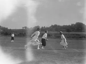 Kent versus Sussex, ladies stoolball match at Horsham cricket grounds
