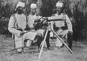 Three Prints: Kenya Colony A maxim gun crew of the Kings Africans Rifles March 1922