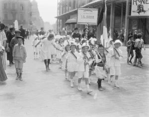 King Alexander weds Princess Marie of Rumania in Belgrade. Serbian children in