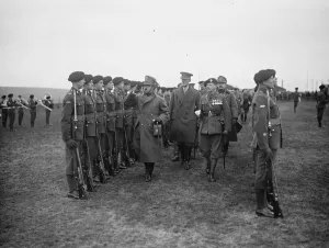 King Amanullah watches tank battle at Lulworth, Dorset. 20 March 1928 King Amanullah