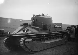 King Amanullah watches tank battle at Lulworth, Dorset. 20 March 1928 King Amanullah