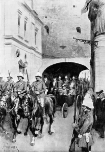 King Edward VII leaving the custom house Valetta 1903 Royal visit to Malta