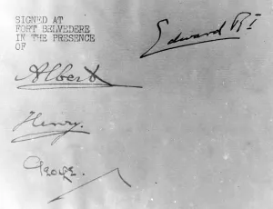 King Edwards Instrument of Abdication. An Instrument of Abdication signed by King Edward