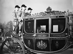 Uniforms Prints: The King en route for the Levee at St Jamess Palace, London. 3 March 1938