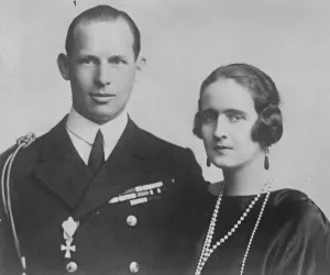 Royalty Royal Royals Prints: King George II of Greece with his wife Princess Elisabeth of Romania 12 September 1922