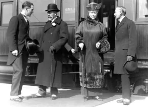 King George V and Queen Mary pictured before entering the Royal train at Calais