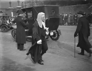 The King holds a levee. Sir Walter Greaves Lord K C leaving. 28 February 1928