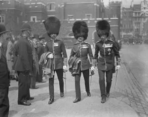 King holds Levee at St Jamess Palace. Col Campbell, VC, ( left ) and Col Mackenzie ROgan