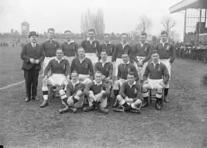 The King and Prince of Wales attend the Navy versus Army rugby match The Army team Back Row