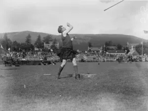 Competition Prints: King and Queen at Braemar gathering. A fine action study of Ian Grant, winner