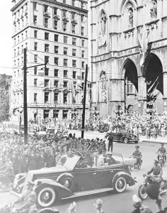 The King and Queen driving through MontrA al with an escort of Hussars 27 May 1939