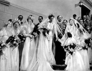 Marriage Prints: King Zog of Albania and his Hungarian bride Countess Geraldine Apponyl congratulated