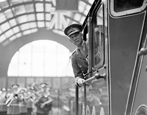 Transport Collection: At Kings Cross, Major General Sir Cecil Pereira in the cab of Coldstreamer, the