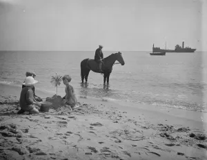 Jockey Prints: The Kings horse Knight of the Garter undergoing salt water bathing at Great Yarmouth