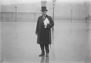 Kings second investiture Mr J Evans, M B E, leaving Buckingham Palace 5 February