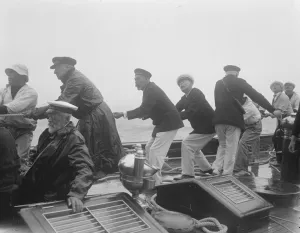 The Kings Yacht Britannia in Race at Cowes on Isle of Wight, of the South Coast