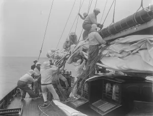 The Kings Yacht Britannia in Race at Cowes on Isle of Wight, of the South Coast