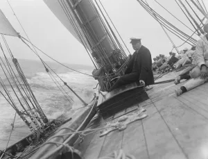 The Kings Yacht Britannia in Race at Cowes on Isle of Wight, of the South Coast