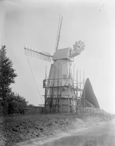 Well known landmark restored. The rebuilding of the smock windmill in the grounds