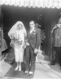 Well known rugby player weds. Mr Peter W Adams, the well known Harlequin forward