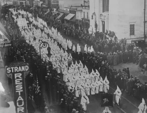 Ku Klux Klan parade at New Jersey on armistice day. Several thousand klansmen