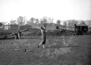 Crane Prints: L Hickman, the golf professional at the Hangar Hill Golf Club, Ealing, West London