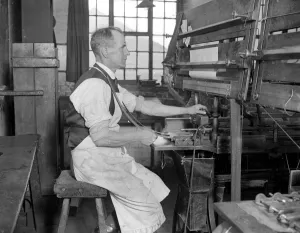 Lace making at messrs William Bridgett and Sons Ltd, Lenton, Nottingham. Punching