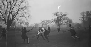 A Lacrosse match; East versus West at Farringtons School, Chislehurst, Kent