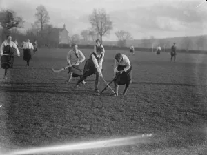 Sportswomen Prints: Ladies hockey match at Tiverton, Devon. Tiverton versus Cullompton