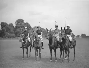 Ladies Inter Club Polo at Ranelagh - Rugby team, left to right Hon Mrs Edward Greenall