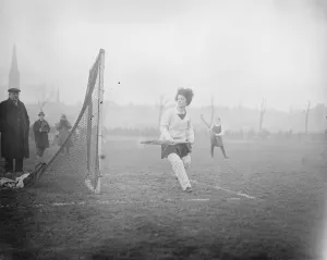 Ladies Lacrosse at Paddington Recreation Ground Miss F Marx keeping goal for