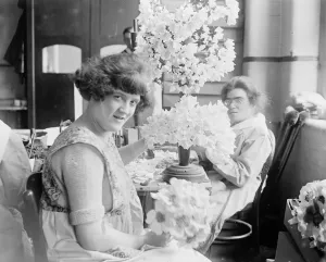 Roses Prints: Ladies making preparations for Alexandra Rose Day 15 June 1922