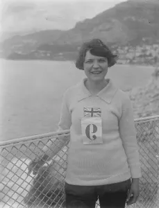 Sportswoman Prints: Ladies Olympic Games at Monte Carlo. Miss Birchenough taking the high jump. 18