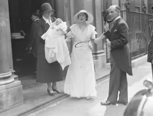 Lady Aberconway and her infant son Christopher Maclaren after the latters christening