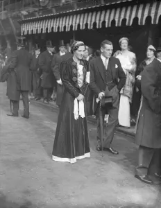 Lady Allenby leaves after state Opening of Parliament by the King. 26 October 1937