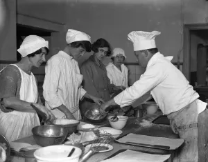Lady chefs in the making at the LCC Technical Institute, Vincent Square, London