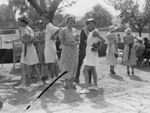 Lady Crossfields tennis club party at Highgate Mr and Mrs H W Austin 8 July 1935